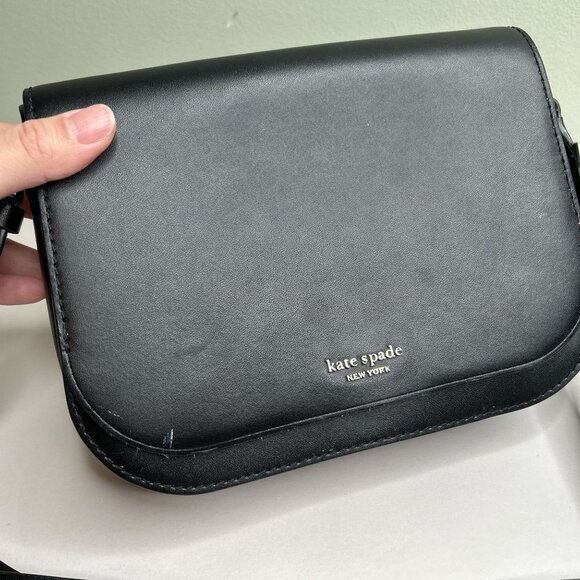 Kate Spade Nadine Medium Flap Black Smooth Leather Crossbody Bag - Picture 3 of 13